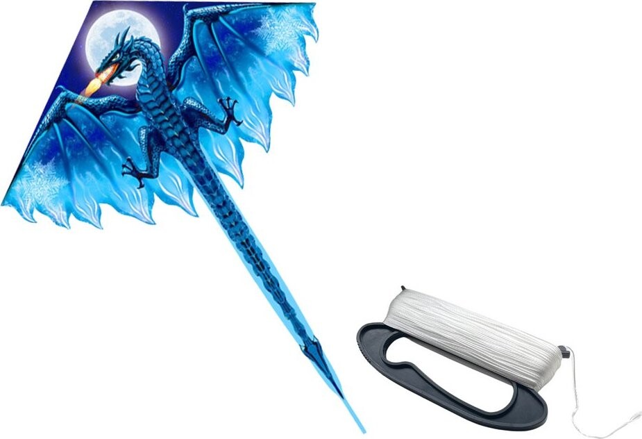 LEAN Toys 16697 Létací drak s dlouhým ocasem 170 × 130 cm, modrý