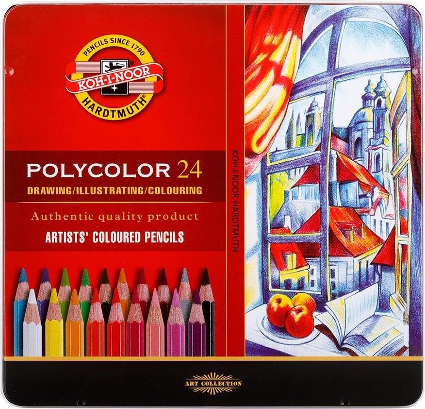 Koh-i-noor POLYCOLOR 3824/24 – umelecké pastelky v plechovom puzdre – 24 ks