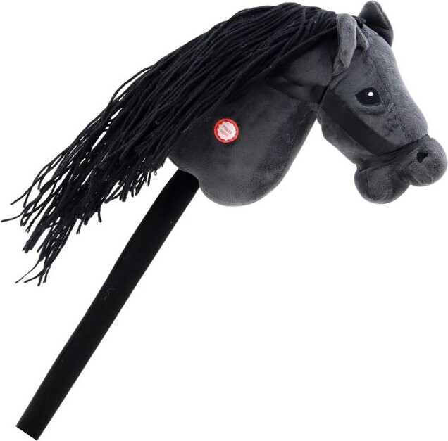 LEAN Toys 19535 Kůň na tyči Hobby Horse, dlouhosrstý se zvuky černý