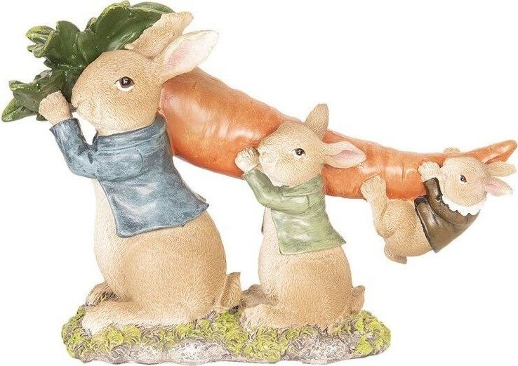 Clayre & Eef Veľkonočná dekorácia – Zajačia rodinka s mrkvou