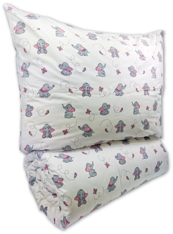 Brotex Krepové dětské povlečení 140 × 200, 70 × 90 cm Slůně šedé