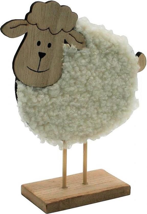 GOBA Veľkonočná dekorácia – Drevená ovečka s plyšom