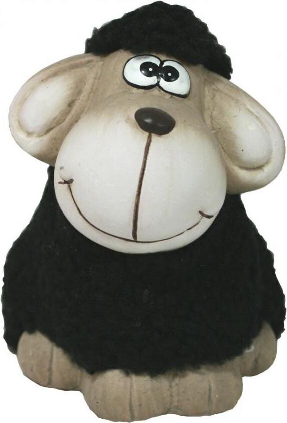 GOBA Veľkonočná dekorácia – Ovečka keramická čierna s plyšom, stredná
