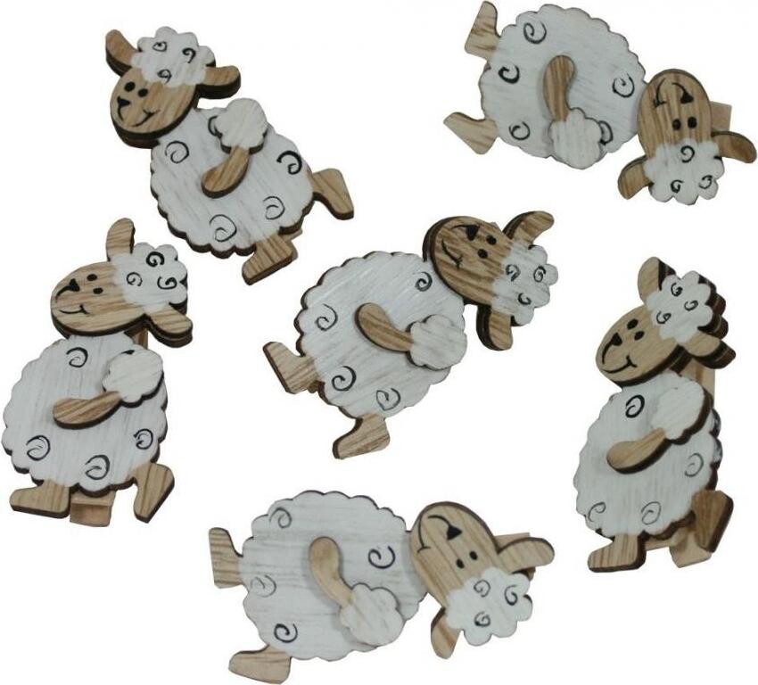 GOBA Veľkonočná dekorácia – Štipce ovečky 6 ks