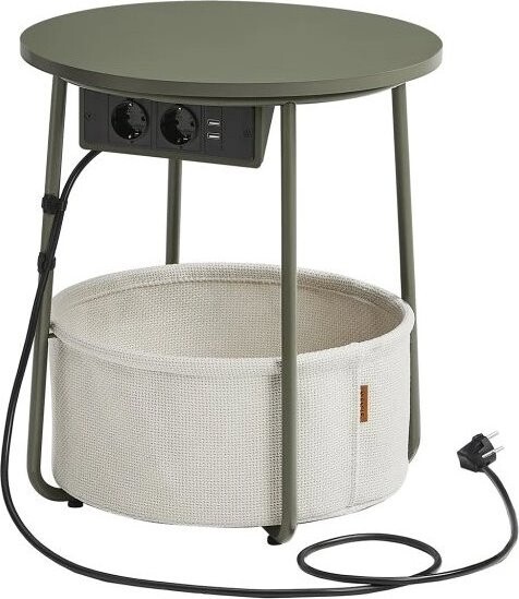 Songmics Vasagle Moris Odkladací stolík so zásuvkou krémovo-zelený