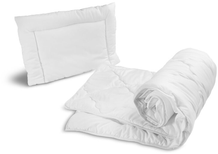 Sensillo Dětská 2D Sada přikrývka a polštář Deluxe do postýlky 135 × 100, 40 × 60 cm, bílá