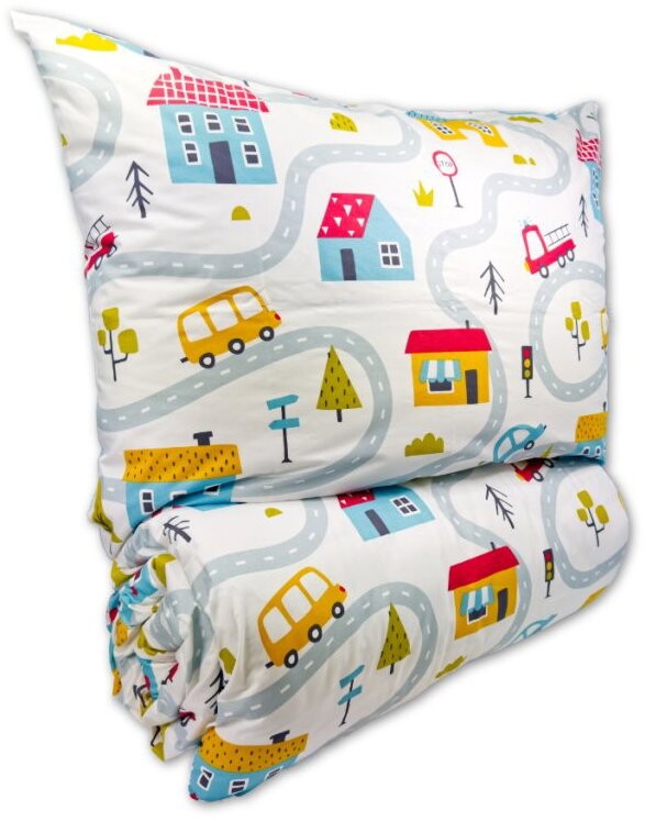 Brotex Krepové dětské povlečení 140 × 200, 70 × 90 cm Městečko