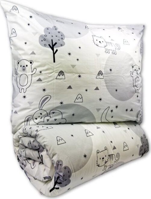 Brotex Krepové dětské povlečení 140 × 200, 70 × 90 cm Zvířátka v zahradě
