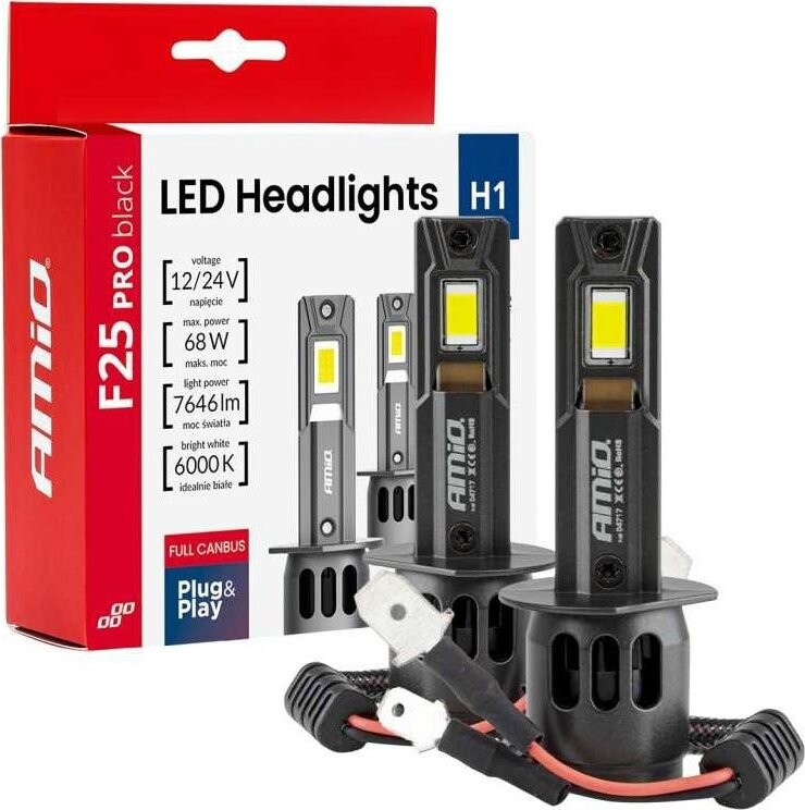 AMIO LED žiarovka H1 12/24 V 3823 lm, 2 ks