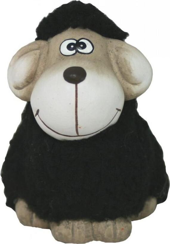 GOBA Veľkonočná dekorácia – Ovečka keramická čierna s plyšom, malá