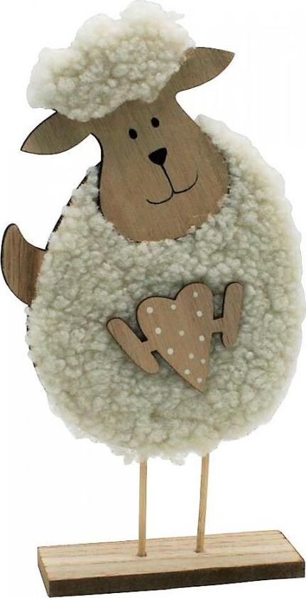 GOBA Veľkonočná dekorácia – Ovečka s plyšom a srdiečkom