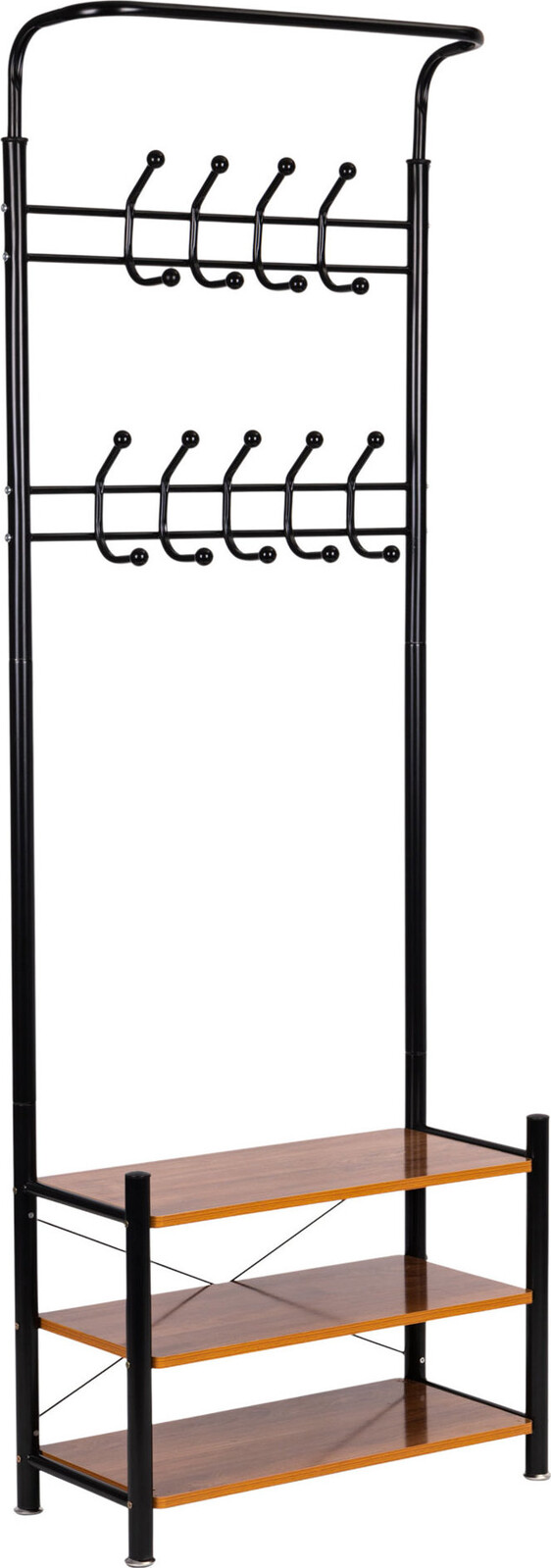 ModernHome GH-202 Stojanový věšák na oblečení s policemi, černý