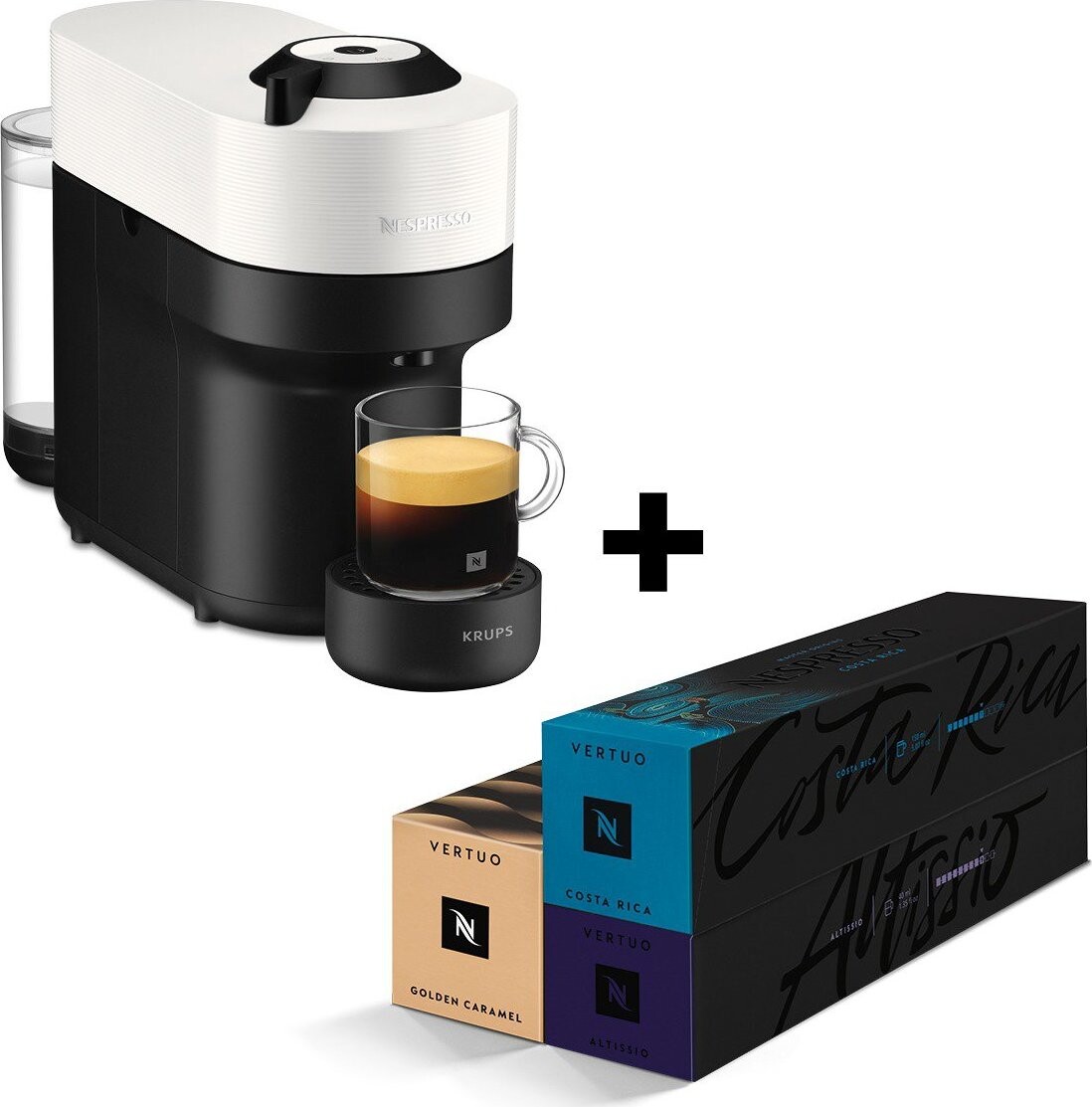 NESPRESSO Krups Vertuo Pop Coconut White XN920110P sada