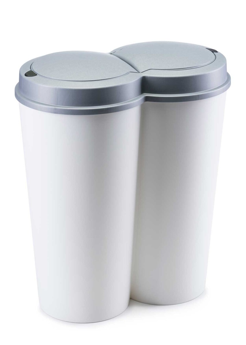 Dvoukomorový odpadkový koš TWIN 50 L bílý/šedý