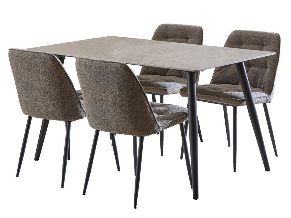 Jídelní set Wicklow šedý/tmavě hnědý