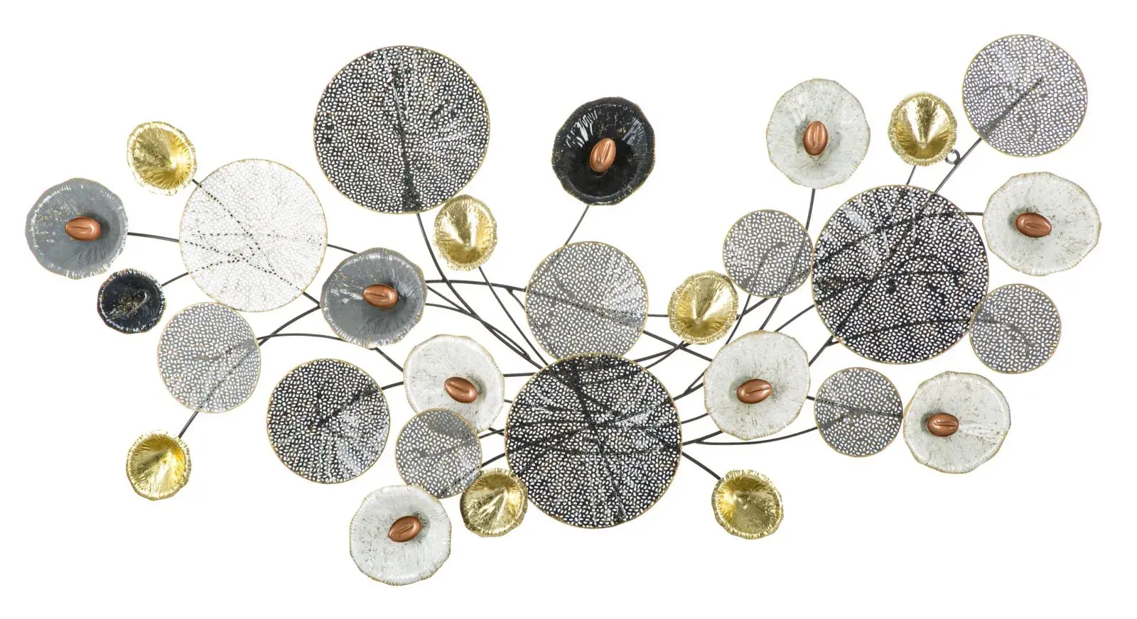 Kovová nástěnná dekorace Grid 135x69 cm vícebarevná/zlatá