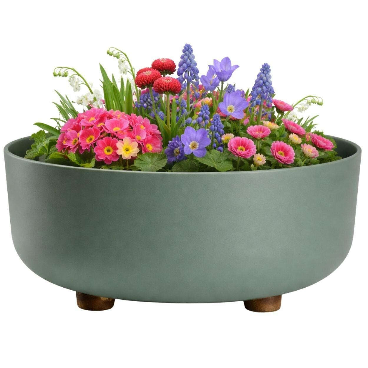 Plastový květináč na nožičkách TERRA 14,4x29,7 cm šedozelený