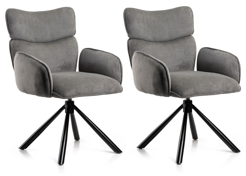 Sada 2 ks jídelních křesel Tudor grafitová