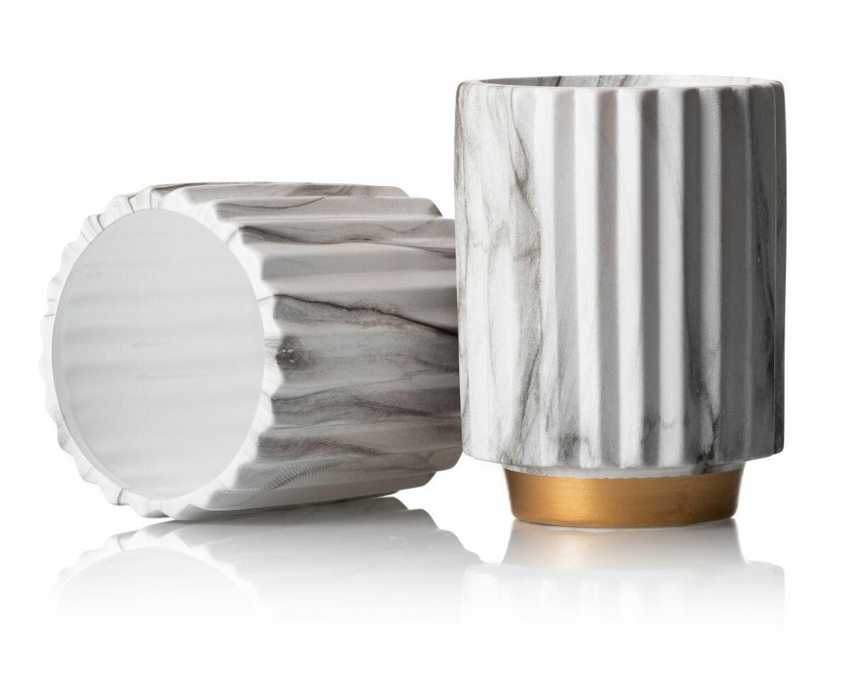 Sada 2 ks květináčů Blum Marabeling Gold bílý mramor/zlatá