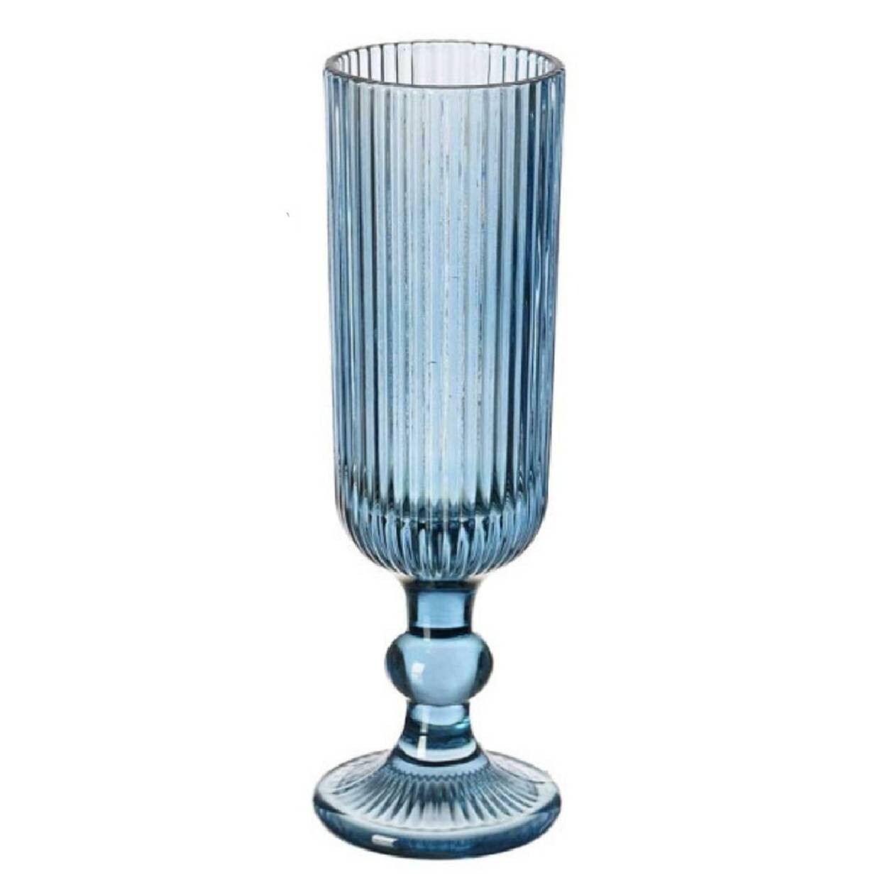 Žebrovaná sklenice na šampaňské GROOVE 160 ml modrá