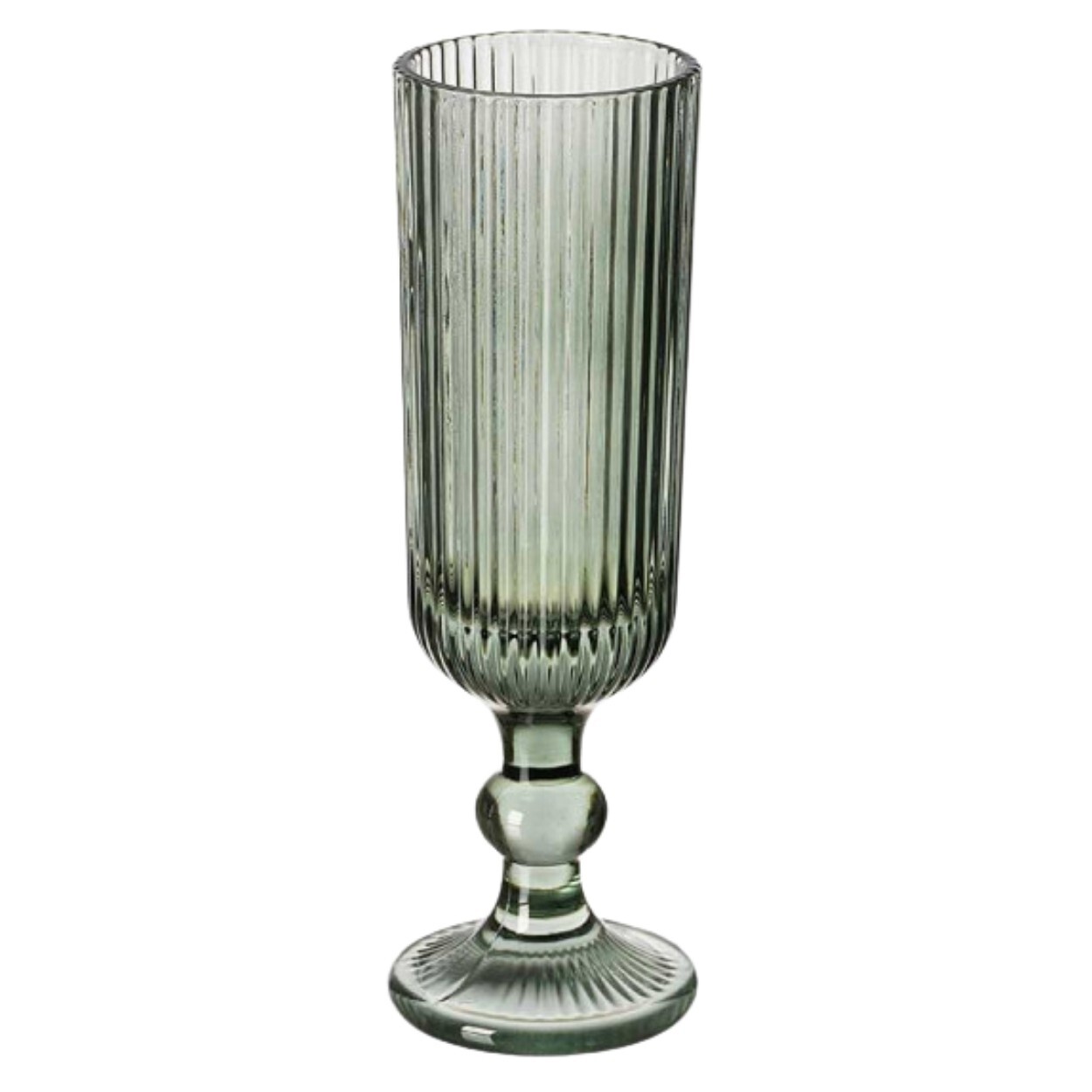 Žebrovaná sklenice na šampaňské GROOVE 160 ml zelená