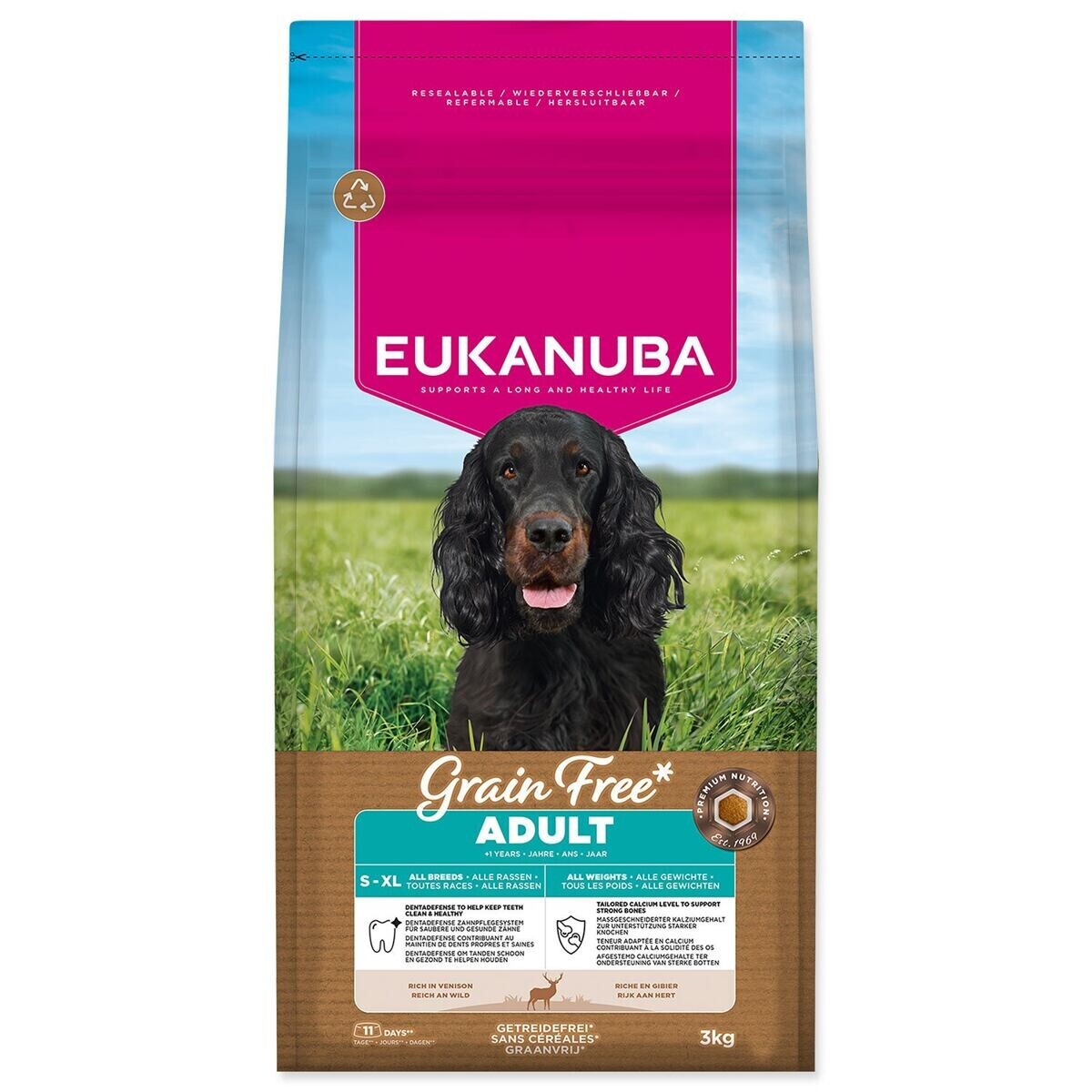 Krmivo EUKANUBA Grain Free Adult all breeds rich in venison 3kg