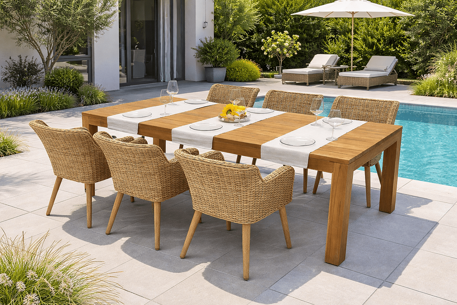 DEOKORK Záhradná ratanová zostava MONTE MALIBU 240 (béžovo-hnedá) 6x Záhradné kreslo MALIBU (béžovo-hnedá)