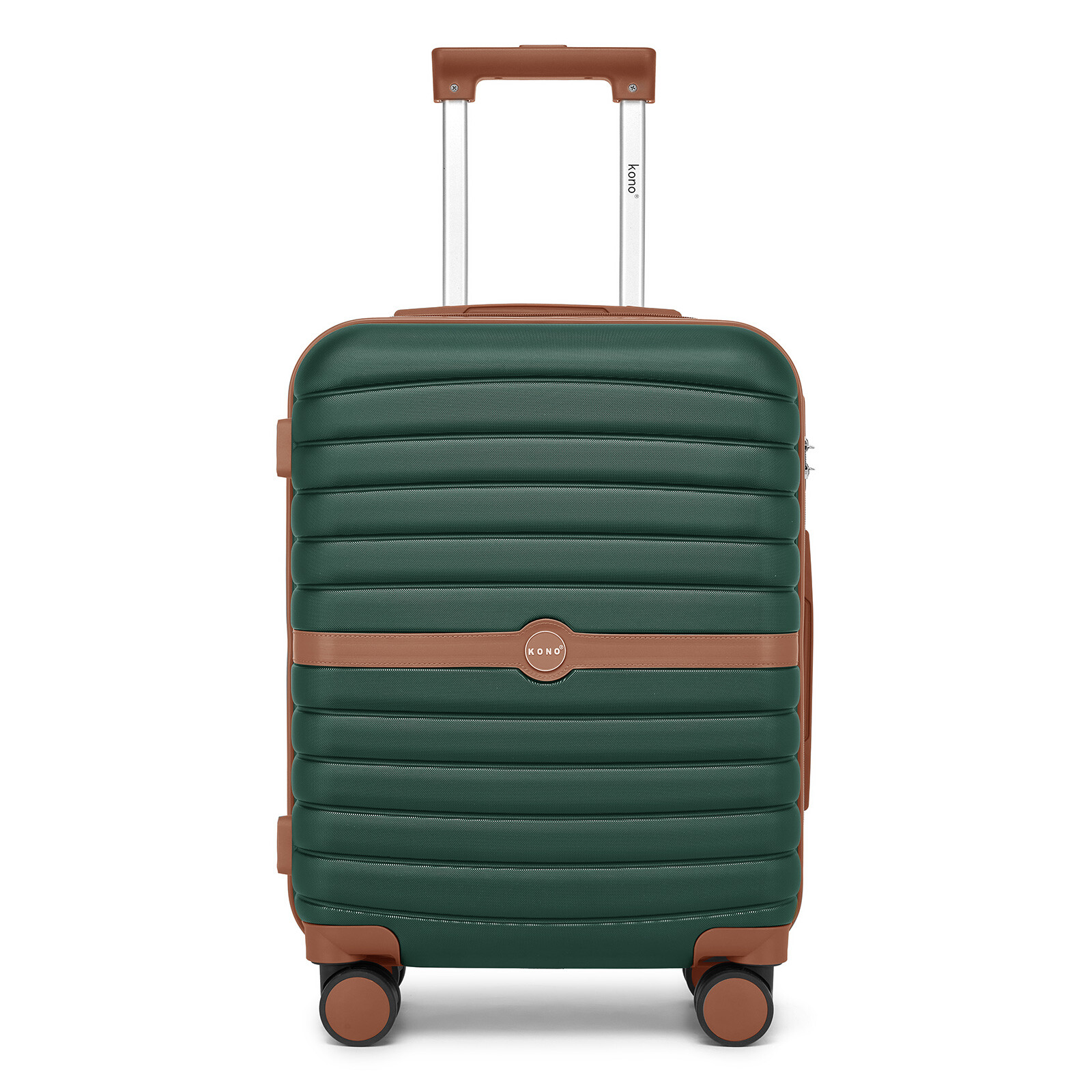 Cestovný kabínový kufor ABS+PC s pruhovaným vzorom Kono - 36 L - tmavozelený