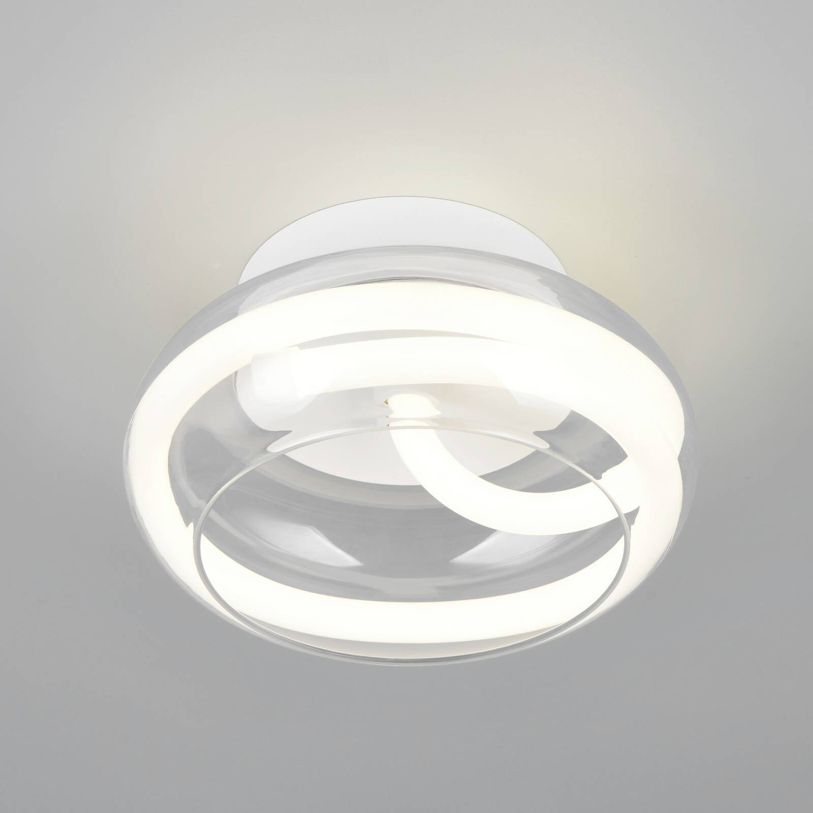 LED nástenné svetlo Tarsia, biela matná, Ø 21,5 cm, sklo