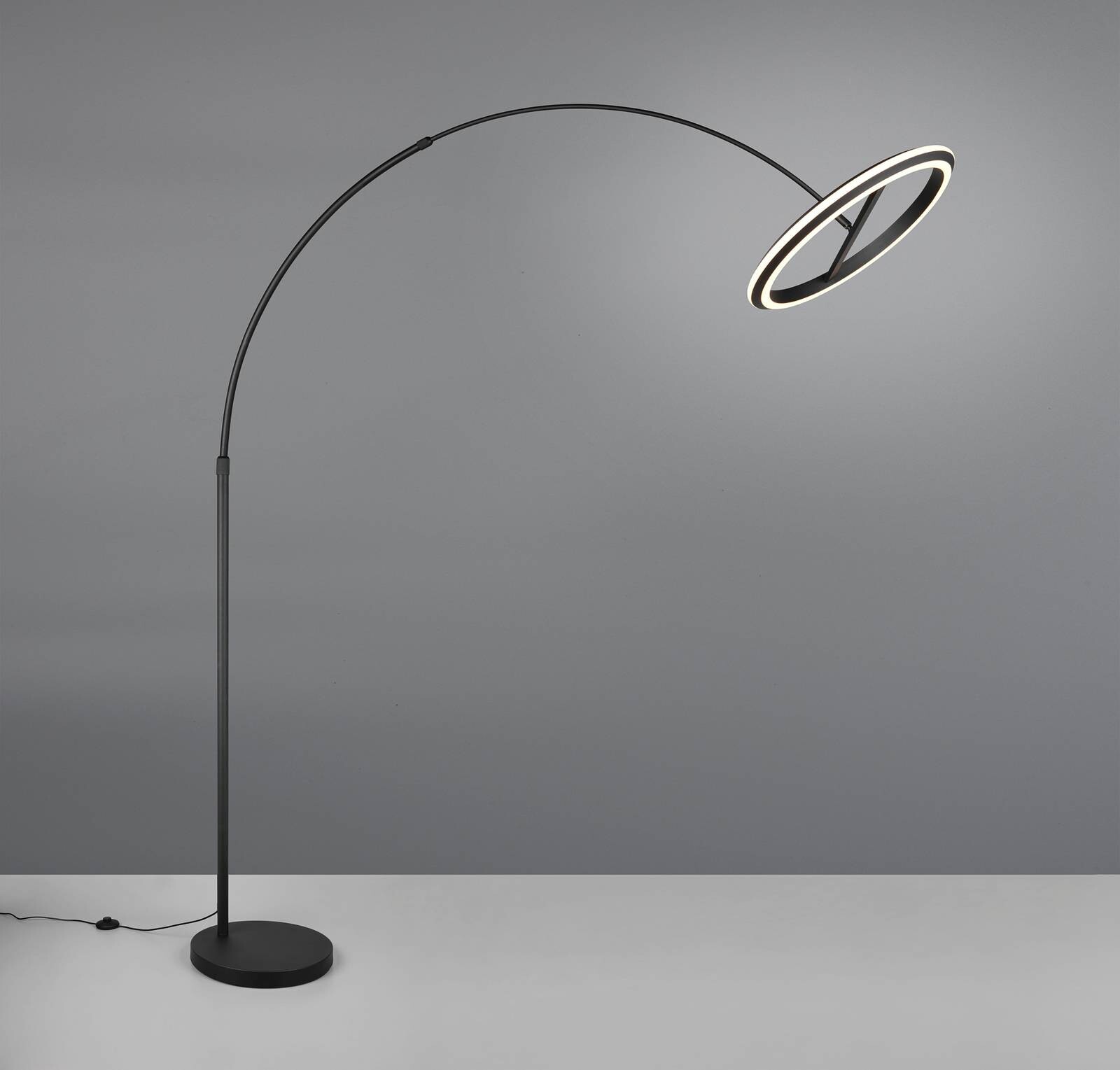 LED stojacia lampa Amador, čierna, výška 205 cm, kov