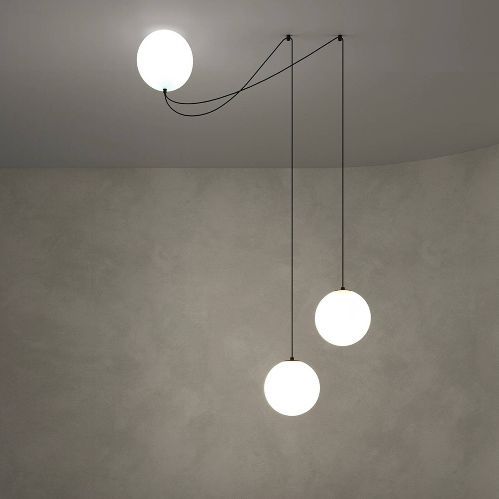 Maytoni LED závesné svietidlo Twins, čierne, sklo, Ø 20 cm