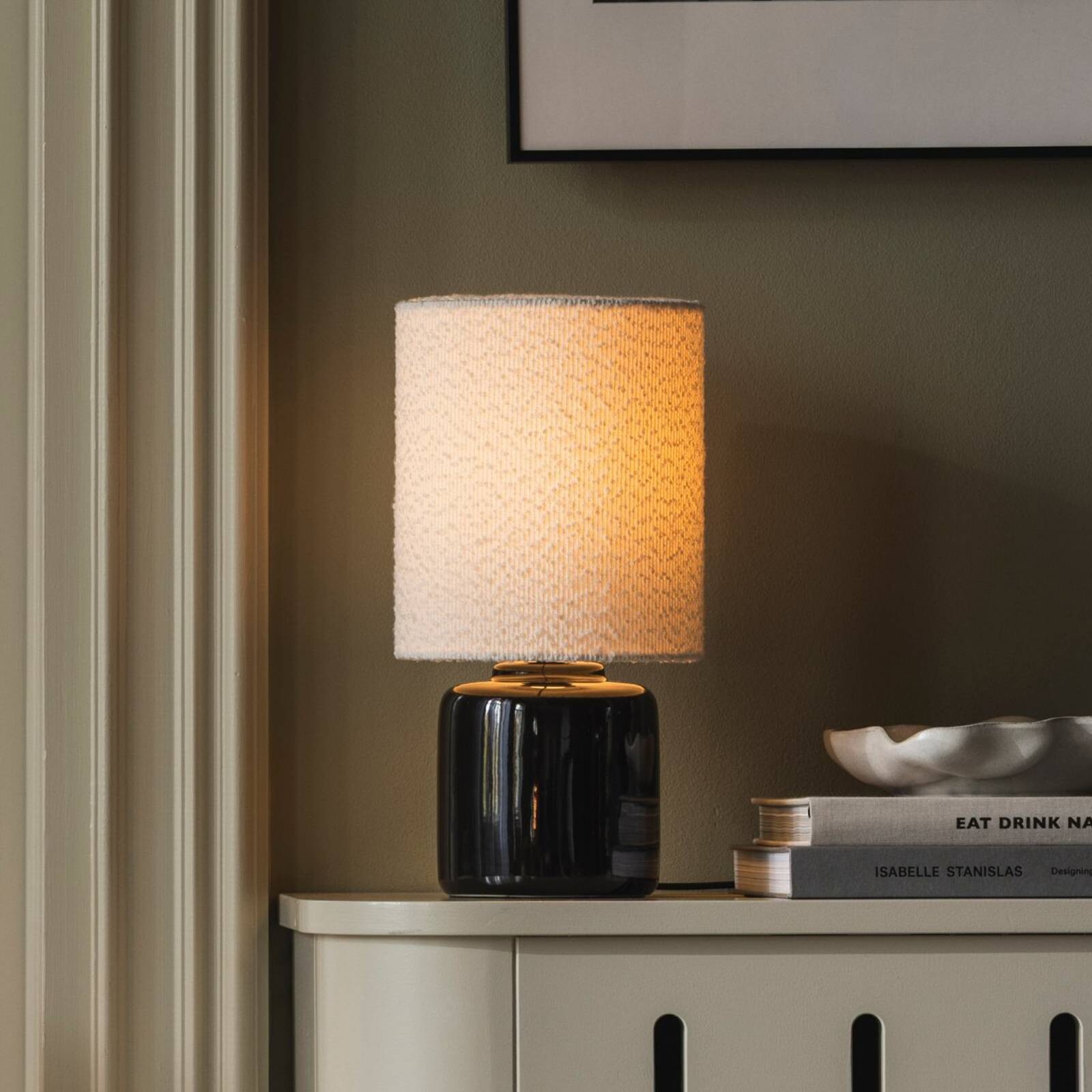 Globen Lighting Stolová lampa Florian, biela/čierna, výška 39 cm