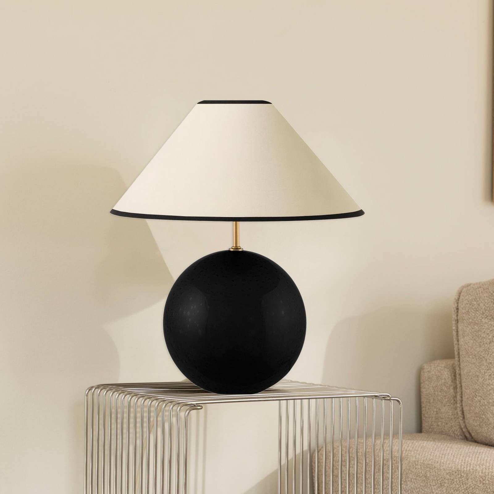 Globen Lighting Stolová lampa IRIS, béžová/čierna, výška 39 cm