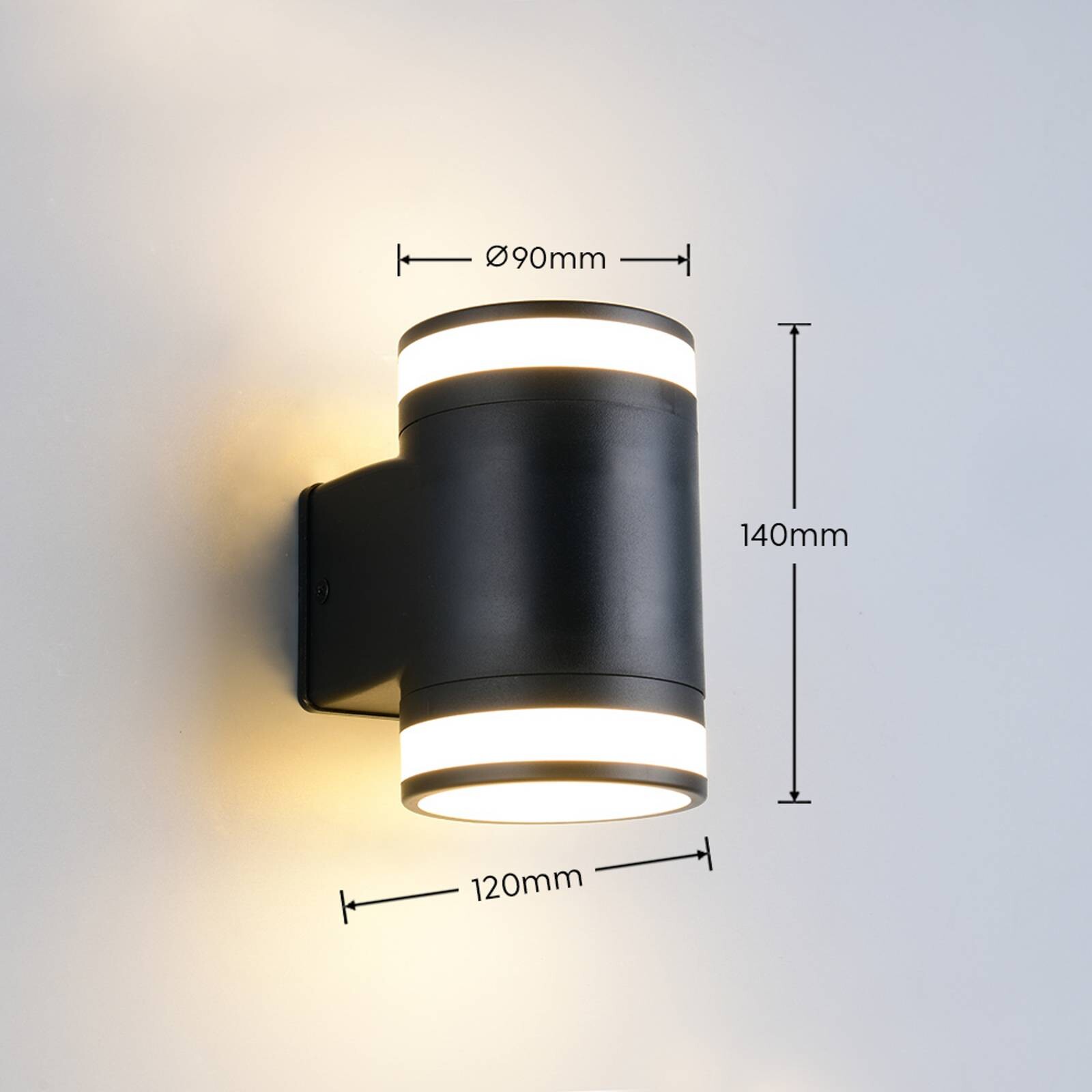 LED vonkajšie nástenné svietidlo Cusco, čierna, výška 14 cm, IP44 GX53-LED