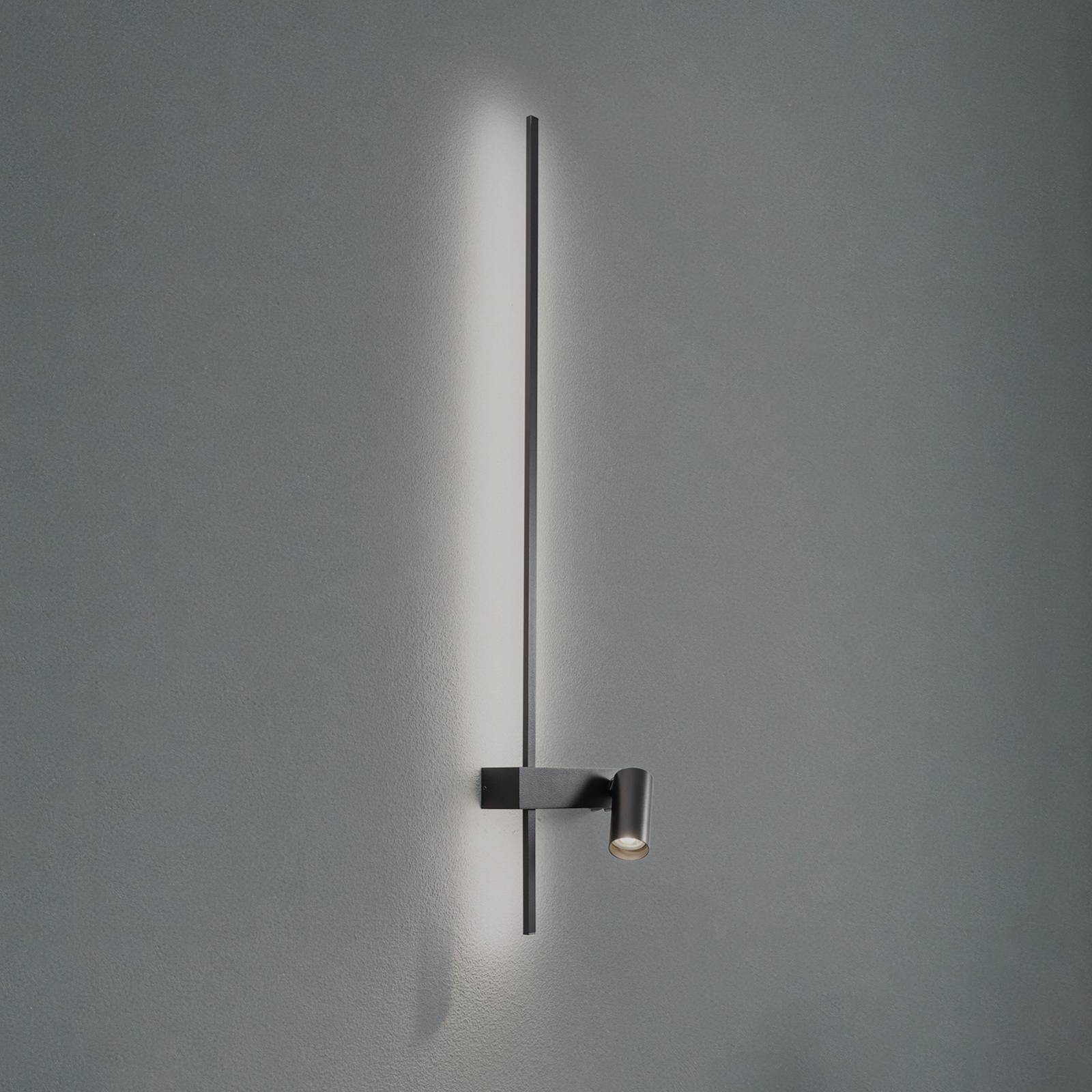 Nástenné svetlo EASY LEFT, čierne Šírka 80 cm Kov GU10 + LED