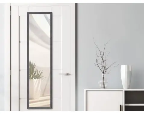 Závesné zrkadlo na dvere Bea 30x120 cm, čierne%