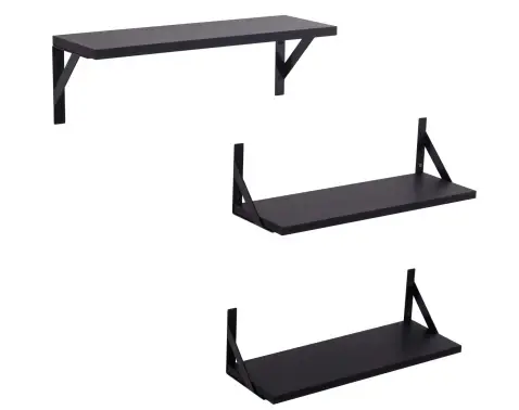 Súprava 3 kusov políc Lamezia, čierna%