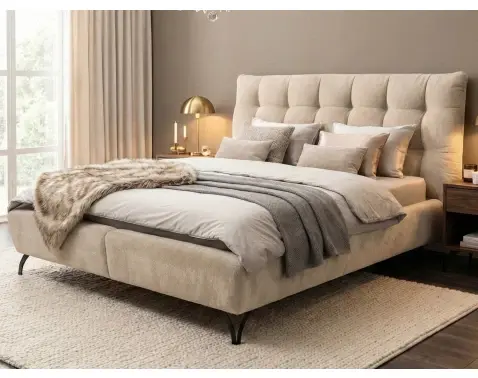 Posteľ Erato 180x200 cm, svetlo béžová látka%