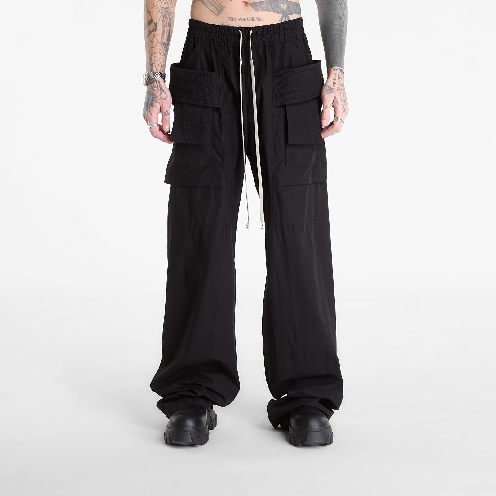 Kalhoty Rick Owens DRKSHDW Creatch Wide Cargo Drawstring Pants Black M
