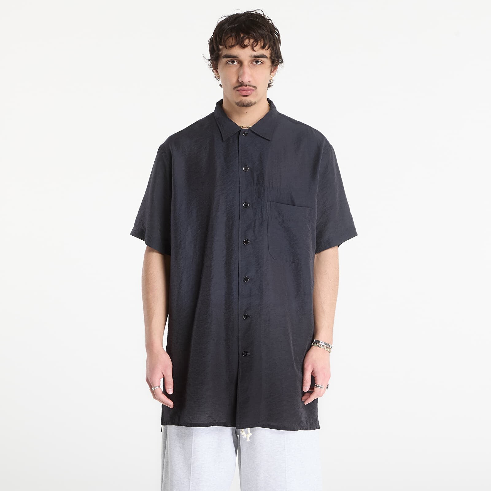 Košeľa Y-3 Dip Dye Short Sleeve Long Shirt Black/ Chalk Pearl S