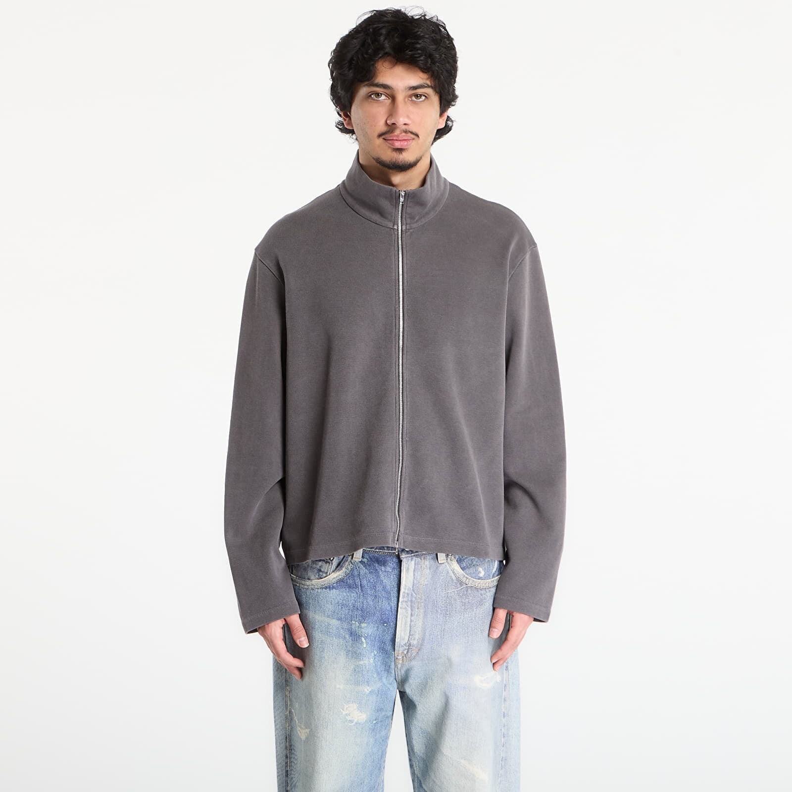 Mikina OUR LEGACY Shrunken Fullzip Worn Graphite Athletic Rib 52