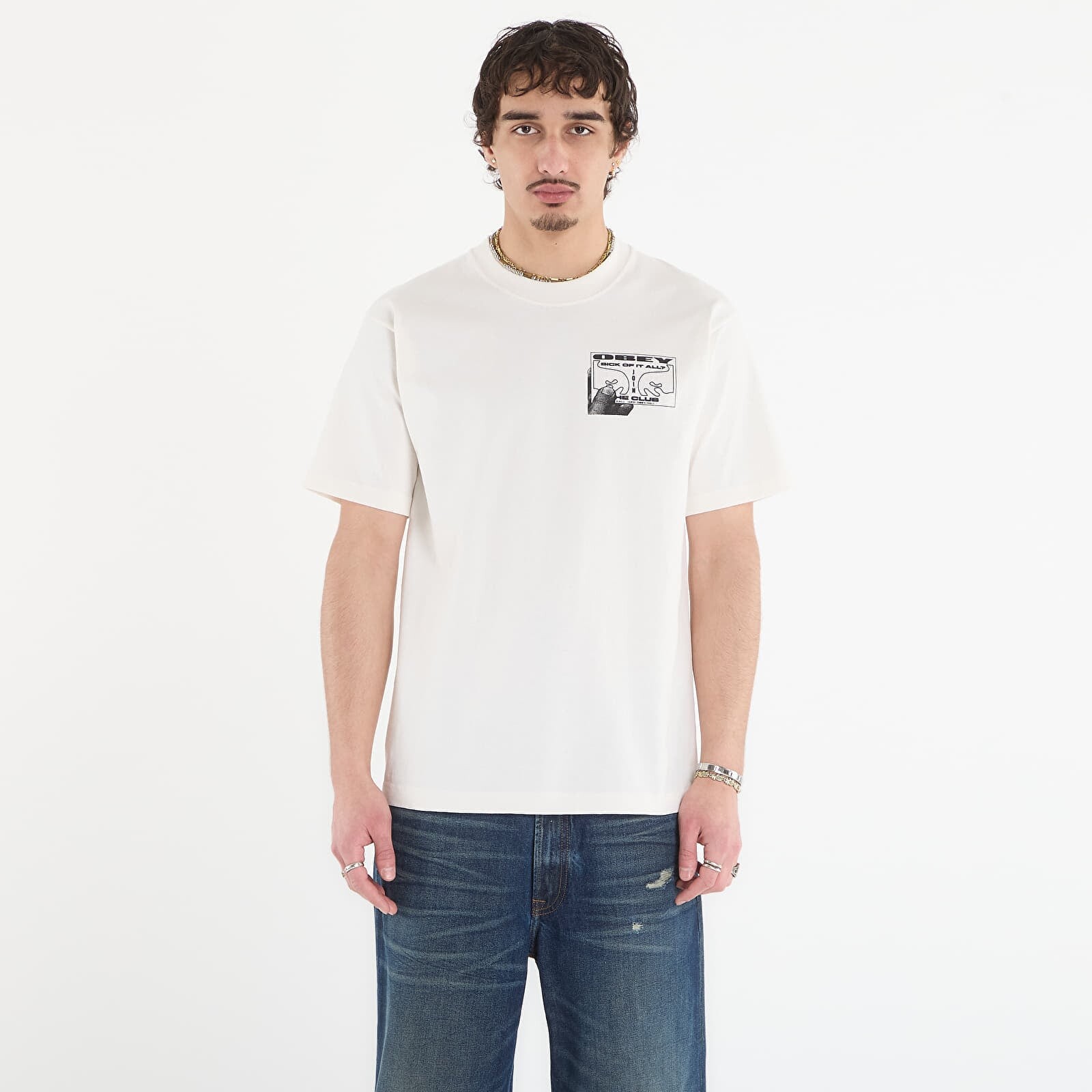 Tričko OBEY Club Vintage White L