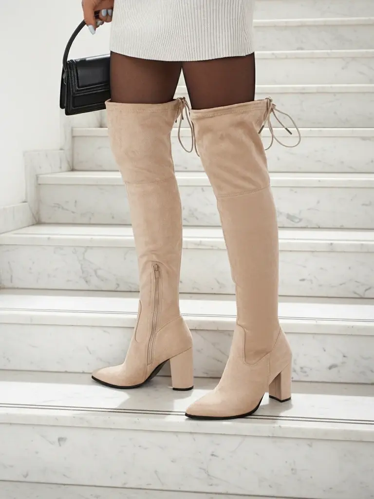 Elegantné béžové čižmy Flora