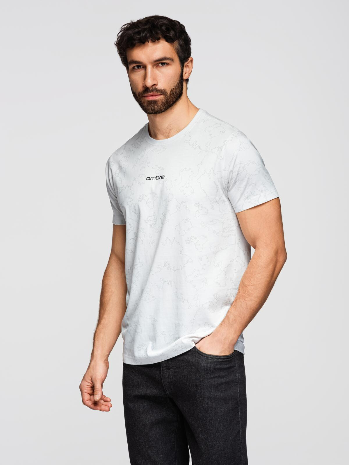 Men's cotton T-shirt with all-over print and 