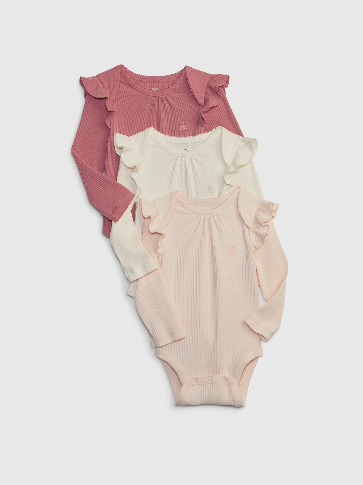 GAP Baby Ribbed Bodysuit, 3 pcs - Girls