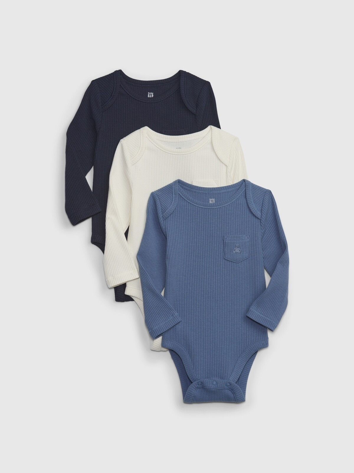 GAP Baby Ribbed Bodysuit, 3 pcs - Boys