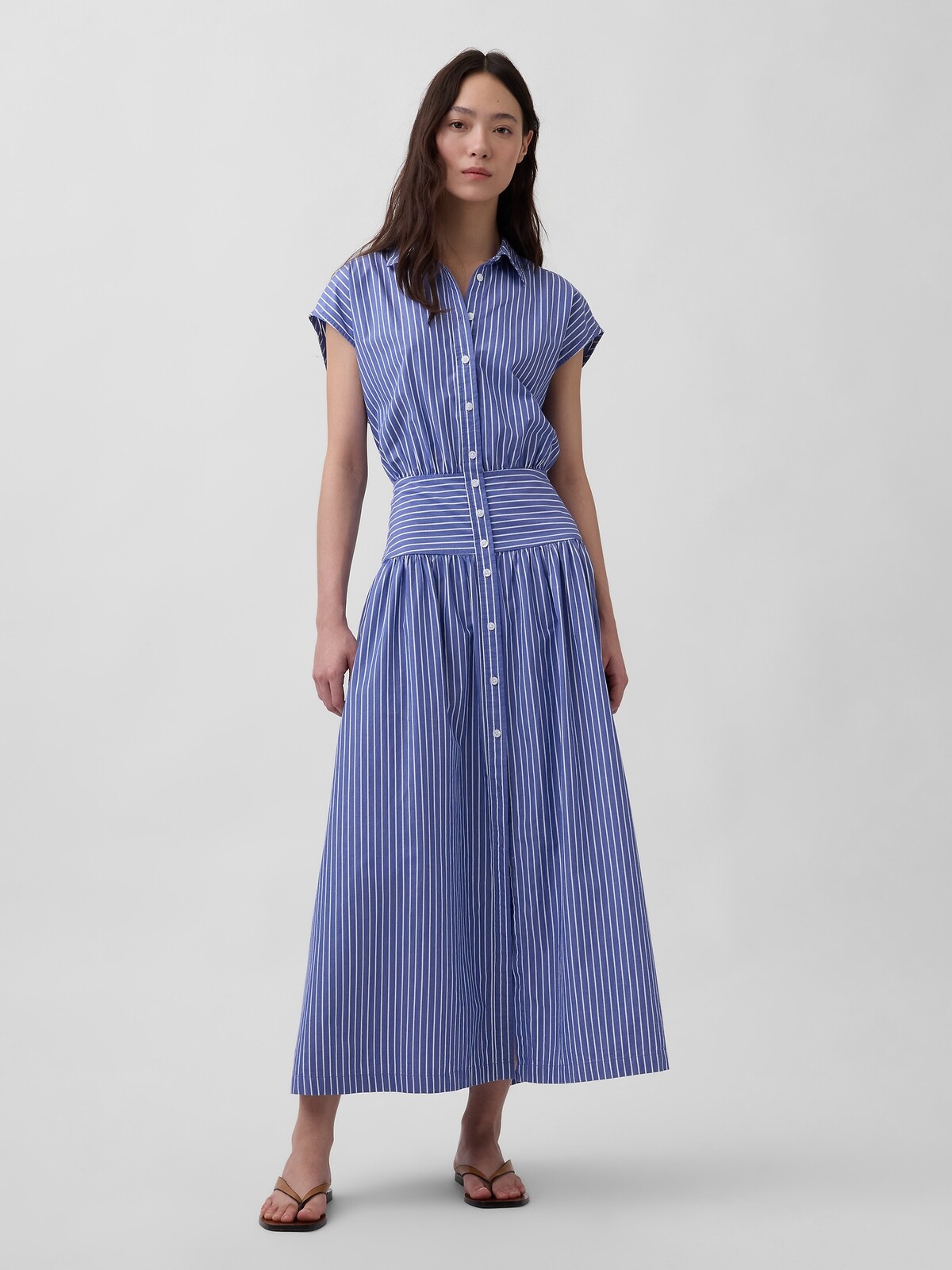 GAP Shirt Poplin Maxi Dress - Ladies
