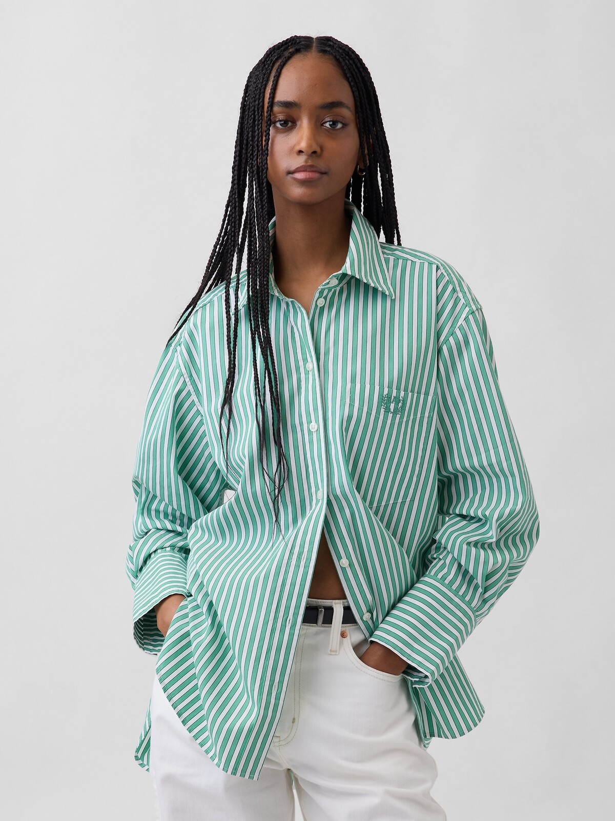 GAP Oversize Poplin Shirt with Big Shirt Logo - Ladies