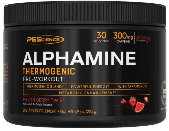 Pescience alphamine thermogenic pre workout 225 g - melon berry twist
