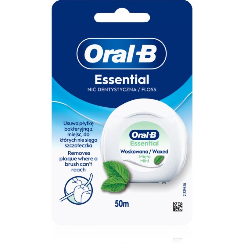 Oral-B Essential Floss Mint voskovaná dentálna niť s mätovou príchuťou 50 m